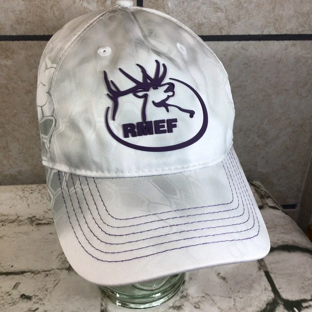 RMEF‎ Elk Logo Hat Ladies Fitted Faded Turtle Shell Print Adjustable Ball Cap